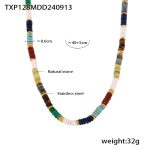 color: TXP128-Natural Stone Abacus Bead Necklace