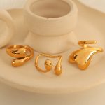 Double Water Dripper 18K Gold Stainless Steel Ring Female Design Advanced Ring Bracelet