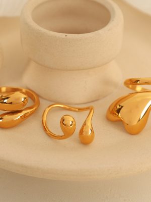 Double Water Dripper 18K Gold Stainless Steel Ring Female Design Advanced Ring Bracelet