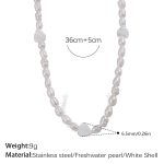 color: XL553WEG White Shell Freshwater Pearl Necklace