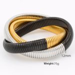 color: SZ04 Three Layer Gold-Steel Black Bangle