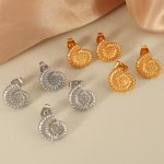 New Style Also Thread Stainless Steel Studs 18K Gold Plating Retro Design Shell Chrysanthemum Stud Earrings Daily Versatile