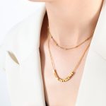 color: P1505-Gold Double Layer Necklace