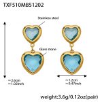 color: TXF510-Lake Blue Faceted Stone Gold Earrings