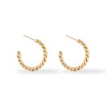 color: Three Twist Wire C Shape Earrings Gold MS-024