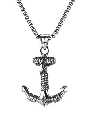 Viking Boat Anchor Stainless Steel Pendant Men's Vintage Necklace Pendant Casting Ornament