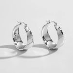 color: Pressed Curved Surface Earrings 25MM Steel Color MS-043