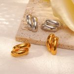 New Stainless Steel Exaggerated Earrings 18K Gold Ins All-Match Women