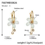 color: F607-5 Blue Color Resin Flower Tassel Earrings