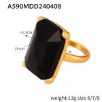 color: A590-Gold Black Zircon Ring / size: US 6