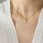 color: RP016-T Letter Gold Necklace 40+5cm