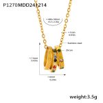 color: P1270-Gold Mixed Colors Zircon Necklace