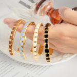Bamboo Thick Bracelet Adjustable Opening Stainless Steel Women's Light Luxury Bracelet Qualification