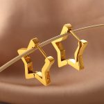 New Graceful Geometric Pentagram Earrings Stainless Steel Simple All-Match High-End Earrings
