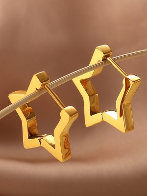 New Graceful Geometric Pentagram Earrings Stainless Steel Simple All-Match High-End Earrings