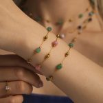 Cut Agate Handmade Chain Stainless Steel Sweet Light Luxury Necklace, Bracelet Set Women
