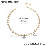 color: TXP533-White Zircon Necklace 35.5+7cm