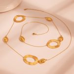High Quality Hammered Egg-Shaped Hollow Long Sweater Chain PVD Gold Plated Ornament