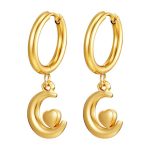 color: 2.5*12 Welded Ring Moon Heart Gold Ear Cuff