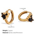 color: EH1045BKG Black Rhinestone Gold Small Hoop Earrings