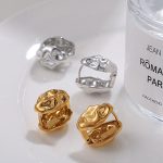 Elegant Irregular Hammered Stud Earrings Women's Non-Fading 18K Gold Stainless Steel Earrings Earrings