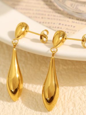 All-Matching 18K Gold Plating Stainless Steel Irregular Water Drop Ins Personalized Ear Studs