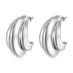 color: Three-petal Earrings Steel Color MS-576