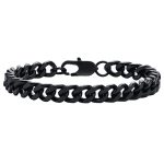 color: 8mm Single 4 Box Buckle Black / size: 18cm Stainless Steel