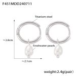 color: F451-Steel Color White Freshwater Pearl Earrings
