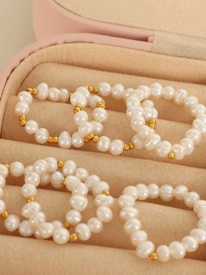 Shaped Pearl Ring Baroque Handmade Beaded Winding Female Personalized Stretch Hand Jewelry