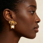 Stainless Steel Bow All-Match High-Grade Stud Earrings for Women 18K Gold Plating Personalized Earrings