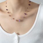 color: P018-Purple Natural Stone Necklace -40+7cm