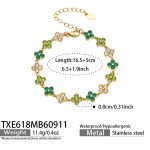color: TXE618-Green Zircon Gold Bracelet -16.5+5cm
