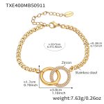 color: TXE400-Gold Double Ring Bracelet 16+5cm