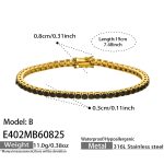 color: E402-Black Zircon Gold Bracelet -19cm