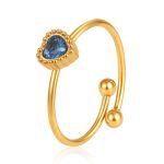 color: Heart Zircon Ring Sapphire Blue / size: Open Adjustable