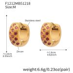 color: F1212-Pink Color Zircon Earrings -Medium