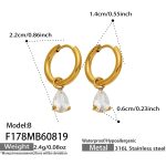 color: F178-Drop Zircon Gold Earrings -B