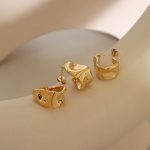 New Simple and Irregular C- Shaped Geometric Earrings Stainless Steel Gold-Plated Stud Earring Ear Rings