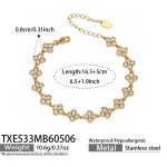 color: TXE533-White Zircon Gold Bracelet 16.5+5cm
