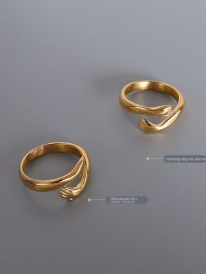 Marka Hands Hug You Open Ring Stainless Steel Personalized Tail Ring Forefinger Ring A203 Unique