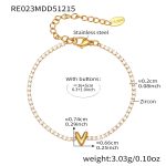 color: RE023-V Letter Gold Bracelet 16+5cm