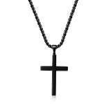 color: Fully Polished Cross Necklace Black