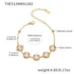 color: TXE513-Pink Color Glass Stone Gold Bracelet 16.5+5cm