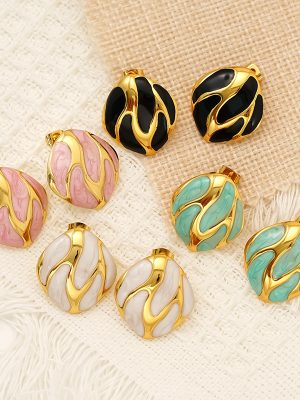 New Mild Luxury Retro Irregular High-End Personalized Stud Earrings Women's All-Match Drop Oil Earrings