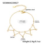 color: S038-Gold White Zircon Anklet 19+5cm