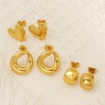 Fresh Love Elegant Geometric Stud Earrings Women's All-Match Stainless Steel Non-Fading Ornament