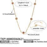 color: TXP148-Pink Zircon Gold Necklace 41+5cm