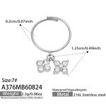 color: A376-White Zircon Steel Color Ring -Size 7
