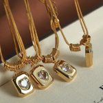 RETRO Geometric Heart Love Heart Pendant Clavicle Chain Advanced Double-Layer Snake Stainless Steel Necklace Neck Accessories